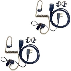 Walkie Talkies Earpieces with Mic 2 Pin Covert Air Acoustic Tube Headset for Baofeng UV-5R UV-82 BF-888S BF-F8HP Retevis H-777 Kenwood PXTON Wouxun Two Way Radio (2Packs-Black)
