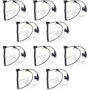 (10-Pack) Only 2.5mm Receiver/Listen Surveillance Headset Earpiece for Remote Shoulder Speaker Microphone Motorola Kenwood Two-Way Radio with Transparent Coil Tube