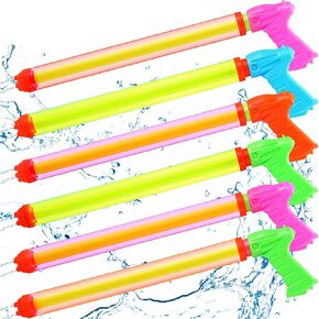 6 Pcs 24" Water Gun Cannon Strong Powerful Water Gun Pool Toys Colorful Plastic Water Shooters for Outdoor Swimming Pool Backyard Beach Sand Party Fighting Play Game