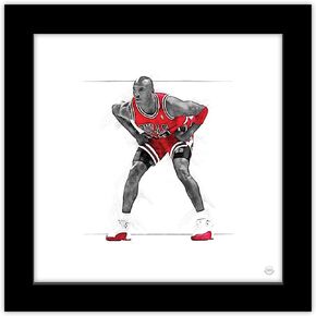Trends International Gallery Pops Michael Jordan - Art Sketch Defense Wall Art Wall Poster, 12.00" x 12.00", Black Frame Version