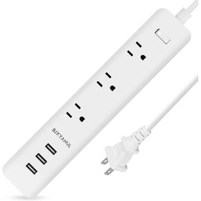 2 Prong to 3 Prong Power Strip, Two Prong Surge Protector with 6FT Long Cord, 3 AC Outlets 2 Prong to 3 Prong Extension Cord with 3 USB Ports(5V 3.1A) for Non-Grounded Outlets for Home/Office, White