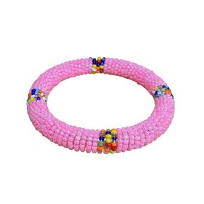 Tembo Crafts Africa - Handmade Bangle - Maasai Beaded Bracelet - Pink - Handmade From Africa KB