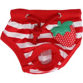 Washable Pig Diapers, Female Pig Diapers with Adjustable Tighten Strap Pet Pigs Physiological Pants Strawberry Pattern Pigs Sanitary Underwear Reusable Diapers(Red XL) Diapers