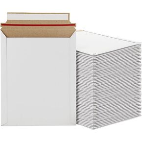 100 Pack 6x8 Inch Self Seal Cardboard Mailing Envelopes, 450 GSM Stay Flat Mailers for CD, Photos, Document, Pictures, Papers, Files, White
