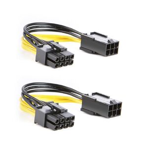 Pcie Cable for CableCreation, 6 Pin Pcie Adapter to 8 Pin Pcie Cable, 2-Pack 6-pin to 8-pin PCIe Express Power Adapter Cable, 4 Inches / 10CM
