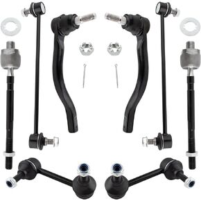 BOXI (Set of 8) Front & Rear Sway Bar End Links + Inner & Outer Tie Rod Ends Fit for Nissan Maxima 2009 2010 2011 2012 2013 2014 | Replace EV800770 ES800357 ES800358 K750282 K750283 K750256 K750255