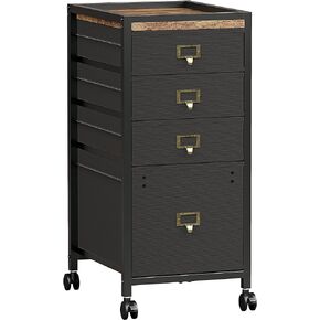 Alkmaar Vertical Mobile Filing Cabinet Fits A4 or Letter Size, Rustic Black