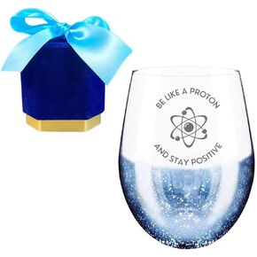 Mothers Day Gifts for Science Teacher, Be Like a Proton and Stay Positive Science Teacher Wine Glass and Funny Atom Socks Gift Set, Teacher Appreciation Gifts for Men Women in Kuwait