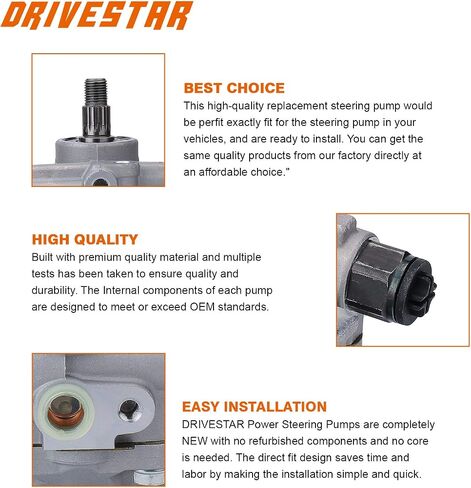 DRIVESTAR 21-5931 Power Steering Pump for Selected Toyota Camry 95-06, Toyota Highlander 04-07, Toyota Sienna 98-02, Toyota Avalon 95-04, Toyota Solara 99-03, Lexus ES300 97-00, Lexus RX330 04-06 in Saudi Arabia