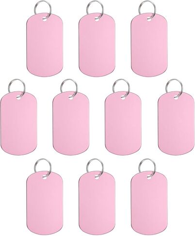 PATIKIL Aluminum Blank Tags, 10Pcs Rectangle Metal Stamping Blanks Pet ID Label with Key Rings for DIY Craft Engraving, Rose Red in Saudi Arabia