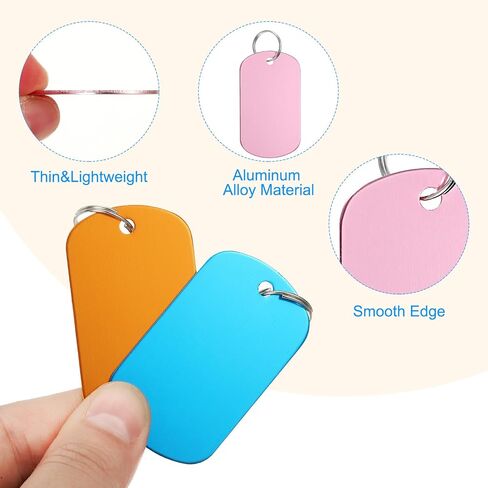 PATIKIL Aluminum Blank Tags, 10Pcs Rectangle Metal Stamping Blanks Pet ID Label with Key Rings for DIY Craft Engraving, Rose Red in Saudi Arabia