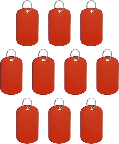 PATIKIL Aluminum Blank Tags, 10Pcs Rectangle Metal Stamping Blanks Pet ID Label with Key Rings for DIY Craft Engraving, Rose Red in Saudi Arabia