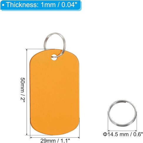 علامات فارغة من الألومنيوم من باتيكل، 10 قطع من الفراغات المعدنية المستطيلة، ملصق معرف الحيوانات الأليفة مع حلقات مفاتيح للنقش الحرفي بنفسك، أحمر وردي in Kuwait