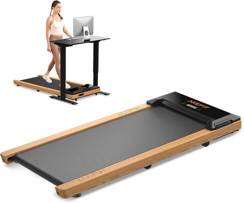 Walking Pad, Under Desk Treadmill for Home Office, Wooden Treadmill for Walking Jogging Running Machine with Remote Control, 2.5HP Portable Walking Pad Treadmill with 265Lb Capacity, Installation-Free in Saudi Arabia