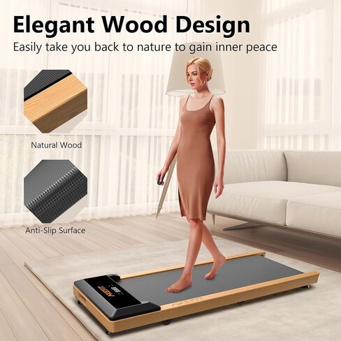 Walking Pad, Under Desk Treadmill for Home Office, Wooden Treadmill for Walking Jogging Running Machine with Remote Control, 2.5HP Portable Walking Pad Treadmill with 265Lb Capacity, Installation-Free in Saudi Arabia