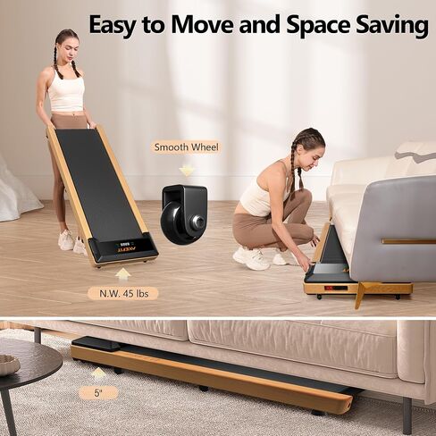 Walking Pad, Under Desk Treadmill for Home Office, Wooden Treadmill for Walking Jogging Running Machine with Remote Control, 2.5HP Portable Walking Pad Treadmill with 265Lb Capacity, Installation-Free in Saudi Arabia