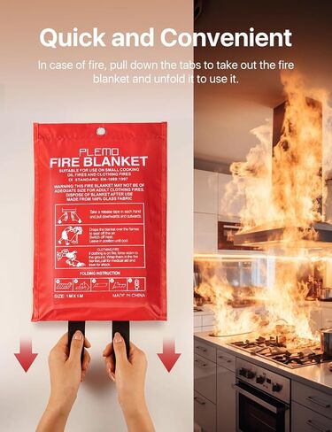 PLEMO Fire Blanket for Home and Kitchen, Fire Blanket Blanket for Emergency, Car, Survival Safety Cover, Camping, 4-Pack in Kuwait