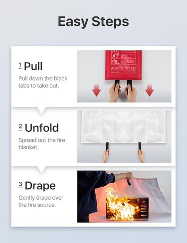 PLEMO Fire Blanket for Home and Kitchen, Fire Blanket Blanket for Emergency, Car, Survival Safety Cover, Camping, 4-Pack in Kuwait