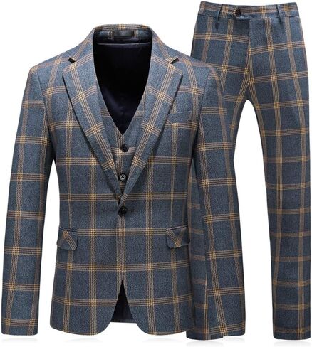 بدلة MOGU الرجالية المنقوشة المكونة من 3 قطع بمقاس نحيف للحفلات الراقصة والحفلات الراقصة in Kuwait