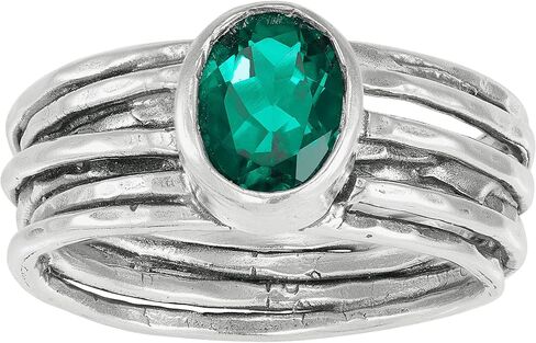 Silpada 'the Empowerment' Sterling Silver Lab-Created Emerald Ring in Saudi Arabia