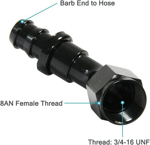 8AN 45 Degree Female Swivel Push-on Adapter/Lock Hose Barb Fuel Oil Line Fitting End 1PCS in Saudi Arabia