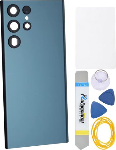 Green Acrylic Glass Back Cover Replacement for Samsung Galaxy S22 Ultra 5G with Rare Camera's Frame and Glass Cover Pre-Cut Adhesive and Installation Instruction Tool Kit are Include in Saudi Arabia
