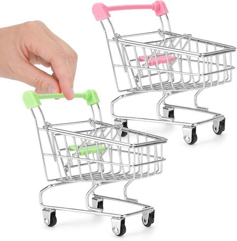 Liberty Imports قطعتان من منظمات مكتب عربة التسوق الصغيرة، حامل قلم رصاص لطيف، لعبة تخزين مبتكرة للوازم القرطاسية (الوردي والأخضر) in Saudi Arabia