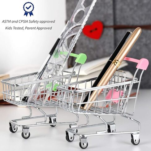 Liberty Imports قطعتان من منظمات مكتب عربة التسوق الصغيرة، حامل قلم رصاص لطيف، لعبة تخزين مبتكرة للوازم القرطاسية (الوردي والأخضر) in Saudi Arabia
