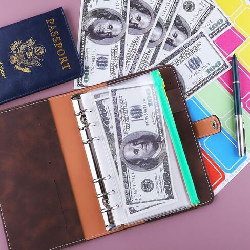 حافظة الميزانية Antner A6 مع مغلفات بسحاب للميزانية، منظم الأموال للنقود، مخطط الميزانية مع مغلفات نقدية، حافظة توفير المال مع ملصقات، وردي in Kuwait