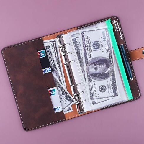 حافظة الميزانية Antner A6 مع مغلفات بسحاب للميزانية، منظم الأموال للنقود، مخطط الميزانية مع مغلفات نقدية، حافظة توفير المال مع ملصقات، وردي in Kuwait