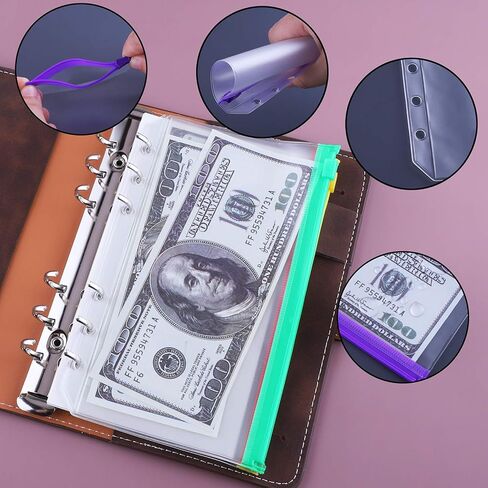 حافظة الميزانية Antner A6 مع مغلفات بسحاب للميزانية، منظم الأموال للنقود، مخطط الميزانية مع مغلفات نقدية، حافظة توفير المال مع ملصقات، وردي in Kuwait