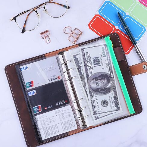 حافظة الميزانية Antner A6 مع مغلفات بسحاب للميزانية، منظم الأموال للنقود، مخطط الميزانية مع مغلفات نقدية، حافظة توفير المال مع ملصقات، وردي in Kuwait