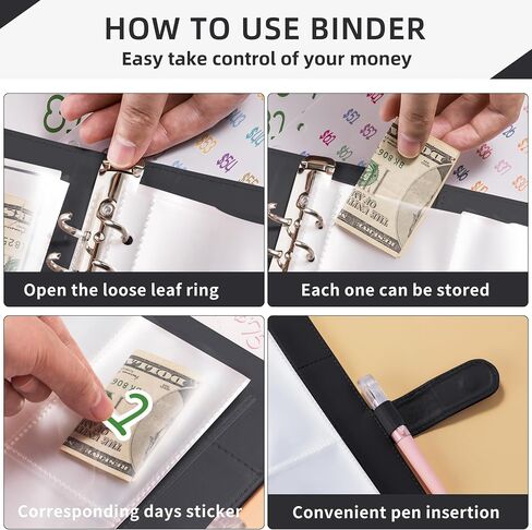 100 Envelope Money Saving Challenge Binder, 25 Sheets Savings Challenges Budget Book Binder, Easy and Fun Way to Save $5,050, Money Saving Challenges Binder with Cash Envelopes Black New in Saudi Arabia