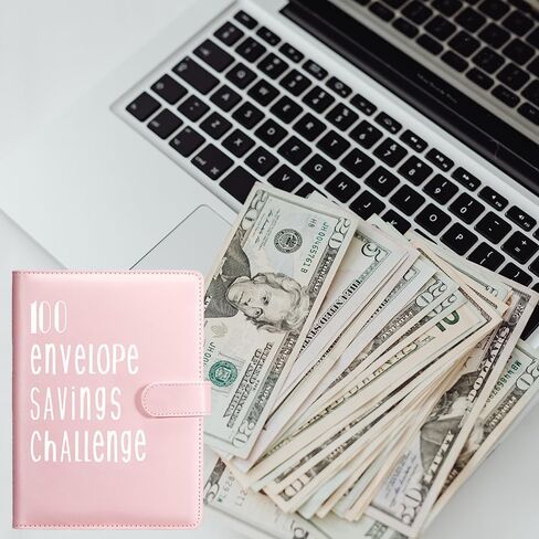 Pink 100 Envelope Challenge Binder,A5 Savings Challenges Book with 25Pcs Four Grid Envelopes,100 Days Stickers,1-100 Money Number Stickers,Effective Way to Save $5,050 in Saudi Arabia
