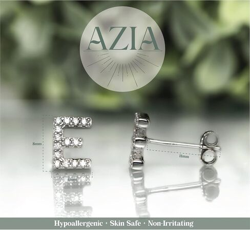 Azia Jewelry 925 Sterling Silver Earrings For Girls, Stud Earrings For Girls, Sensitive Earrings For Girls, 14k Gold Plated CZ Diamond Stud Letter Earrings (Sold as Pairs) in Saudi Arabia