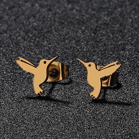 Dreuyet 4Pairs Stainless Steel Bird Stud Earrings for Women Girls Cute Little Flying Hummingbird Earrings Tin Lovely Bird Animal Post Piercing Ear Jewelry Dainty Gift in Saudi Arabia