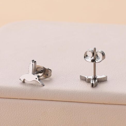 Dreuyet 4Pairs Stainless Steel Bird Stud Earrings for Women Girls Cute Little Flying Hummingbird Earrings Tin Lovely Bird Animal Post Piercing Ear Jewelry Dainty Gift in Saudi Arabia
