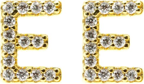 Azia Jewelry 925 Sterling Silver Earrings For Girls, Stud Earrings For Girls, Sensitive Earrings For Girls, 14k Gold Plated CZ Diamond Stud Letter Earrings (Sold as Pairs) in Saudi Arabia