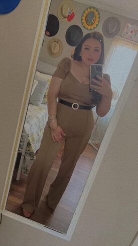 PaladMom Womens Elegant Plus Size Jumpsuits Sexy Back zipper Short Sleeve Mid Waist Wide Leg Straight Rompers in Saudi Arabia