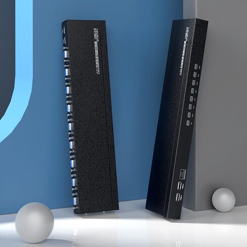 TENINYU USB 2.0 KVM Switch دليل محدد حامل حامل صندوق معدني محول مع كابلات VGA USB KVM للكمبيوتر والكمبيوتر المحمول وشاشة لوحة المفاتيح والماوس (8 منافذ KVM) in Kuwait