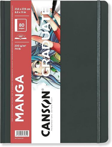 Canson Graduate Manga Paper, Hard Cover Art Journal, 5.5x8.5 inches, 40 Sheets — Artist Paper for Illustration, Character Studies, Comics in Saudi Arabia