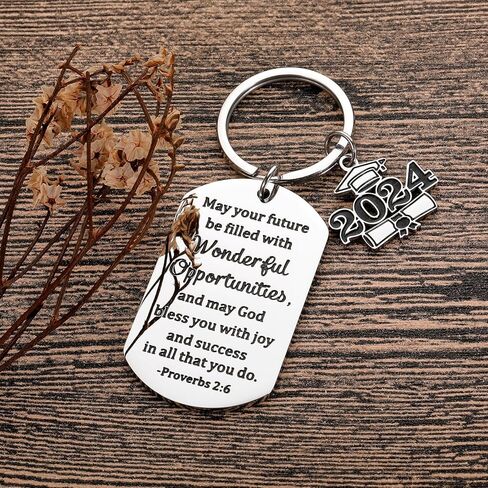 Graduation Gifts for Him Her Class of 2024 Christian Easter Basket Stuffers for Teens Girls Boys Religious Catholic Bible Verse Keychain Graduation Grad Gifts for College High School Nursing Students in Kuwait