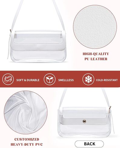 حقيبة Vorspack الشفافة المعتمدة للملعب - محفظة شفافة لطيفة للنساء من مادة PVC الشفافة للعمل والحفلات والمهرجانات الرياضية in Kuwait