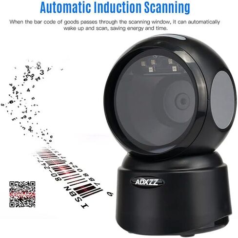 2D QR Hands-Free Barcode Scanner with USB Cable, ADXZZ Auto-Sensing Scanning Omnidirectional Wired QR Code Scanner,Capture 1D 2D QR Bar Codes on Screen and Paper for POS PC Retail Black in Saudi Arabia