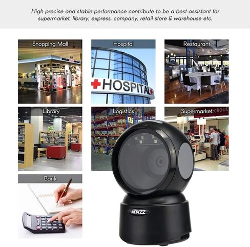 2D QR Hands-Free Barcode Scanner with USB Cable, ADXZZ Auto-Sensing Scanning Omnidirectional Wired QR Code Scanner,Capture 1D 2D QR Bar Codes on Screen and Paper for POS PC Retail Black in Saudi Arabia