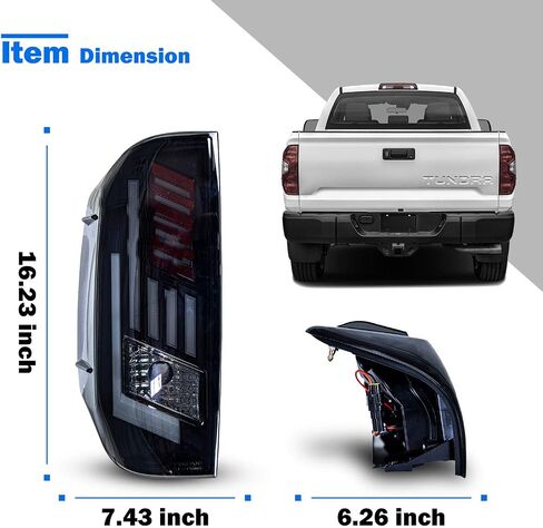 مصابيح خلفية LED من WOLFSTORM تناسب 2014-2021 Toyota Tundra، مجموعة مصابيح خلفية بديلة لسيارة Toyota Tundra Pickup، عدسات مدخنة in Kuwait