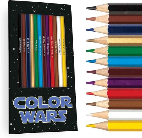 مجموعة أقلام ملونة من Color Wars للجماهير | مجموعة من 12 قلم رصاص محاكاة ساخرة | كل قلم رصاص ملون مختوم برقائق معدنية بمراجع ذكية | هدية عظيمة للجماهير in Kuwait