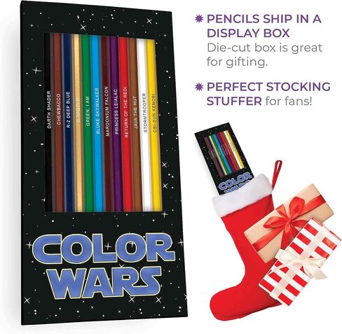 مجموعة أقلام ملونة من Color Wars للجماهير | مجموعة من 12 قلم رصاص محاكاة ساخرة | كل قلم رصاص ملون مختوم برقائق معدنية بمراجع ذكية | هدية عظيمة للجماهير in Kuwait