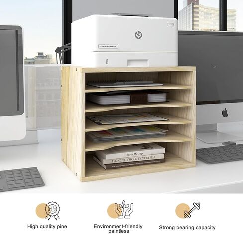 PUNCIA الخشب مكتب ملف منظم سطح المكتب ورقة تخزين الرسالة صينية حامل ملف قابل للتكديس للمنزل مكتب البريد فارز وثيقة كتاب مجلة تخزين الرف in Kuwait