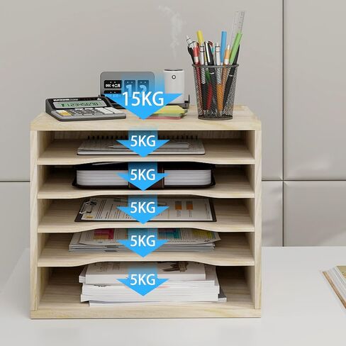 PUNCIA الخشب مكتب ملف منظم سطح المكتب ورقة تخزين الرسالة صينية حامل ملف قابل للتكديس للمنزل مكتب البريد فارز وثيقة كتاب مجلة تخزين الرف in Kuwait